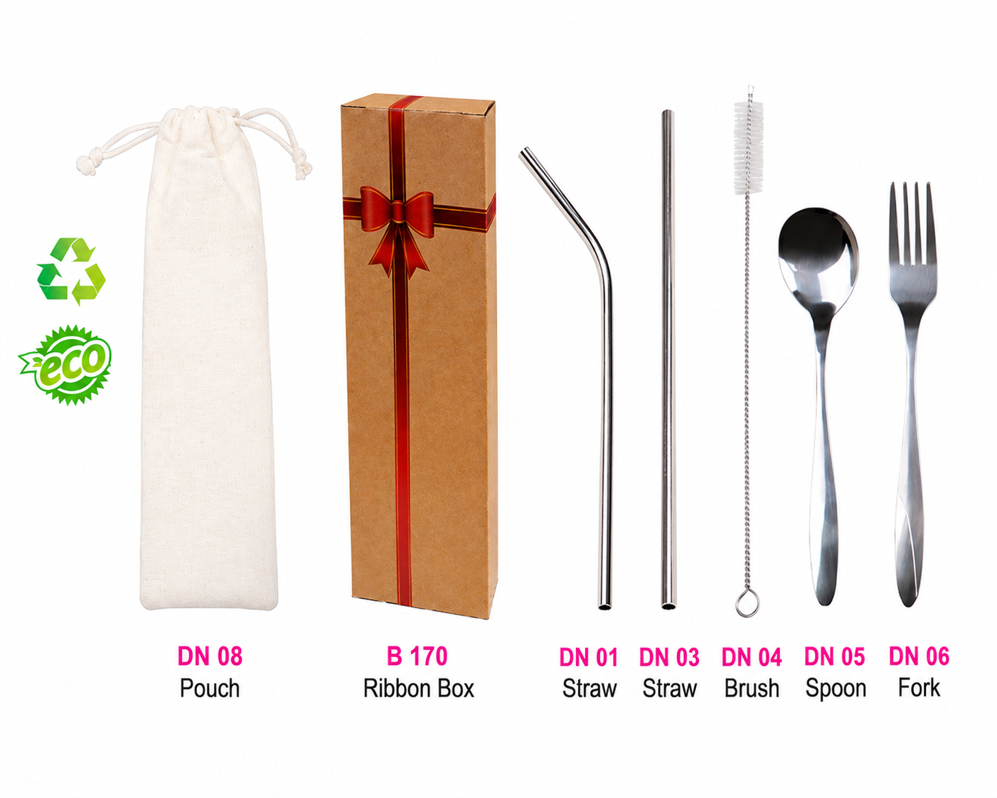 STRAW & CUTLERY SET (5 IN 1)